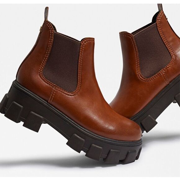 Circus NY Sam Edelman Darielle Womens Size 9.5 Platform Ankle Boots Brown Lug - Picture 1 of 11